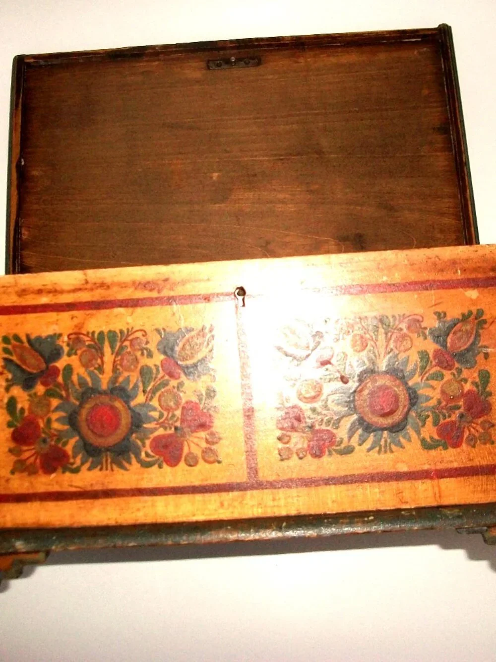 Late 19th Century Handmade Handpainted Scandinavian Mini Storage Chest